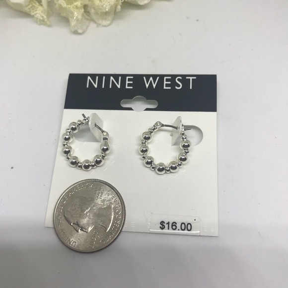 NINE WEST Silver Hoop Balls Earrings [JW-55] - Picture 3 of 3